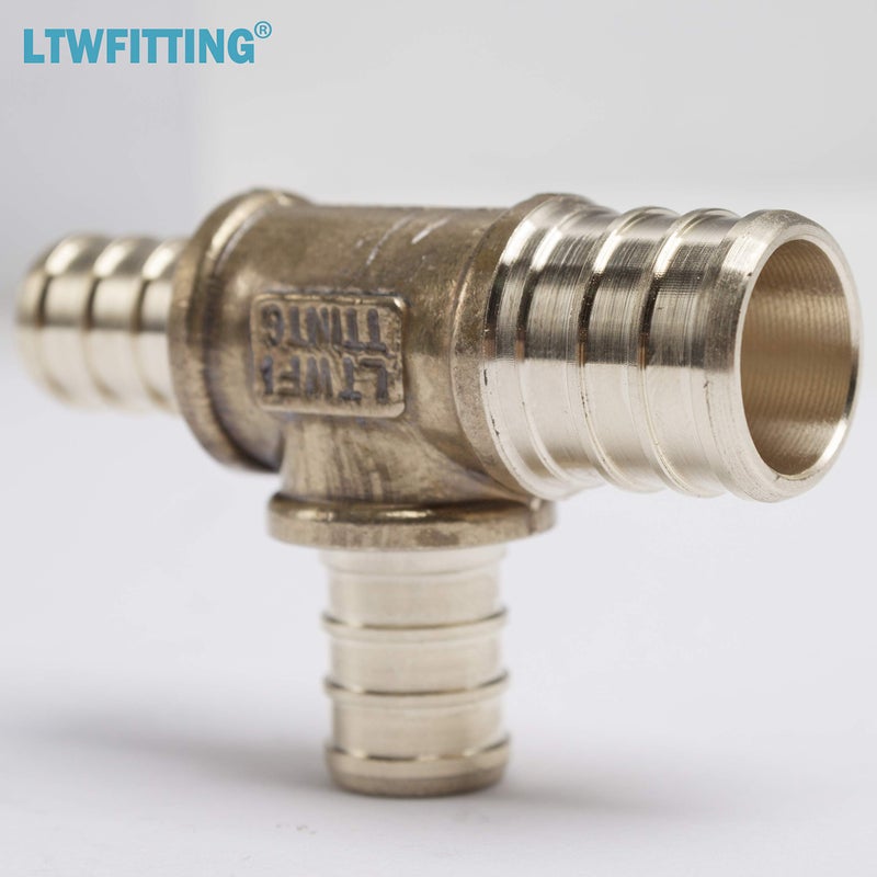 LTWFITTING No Lead Brass PEX Crimp Fitting 3/4-Inch x 1/2-Inch x 1/2-Inch PEX Tee (Pack of 5) - Image 4